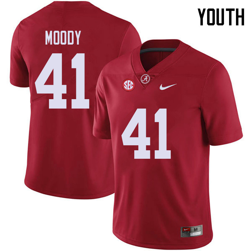 Alabama Crimson Tide Youth Jaylen Moody #41 Red NCAA Nike Authentic Stitched 2018 College Football Jersey HF16V35SF